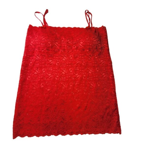 Red Lace Long Camisole Lace Tank Top Stretchy Long Camisole - Size L- NEW - Picture 4 of 13
